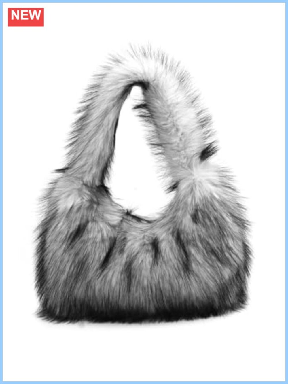 Faux Fur Hobo Shoulder Bag Fluffy Plush Tote Handbag Furry Purse